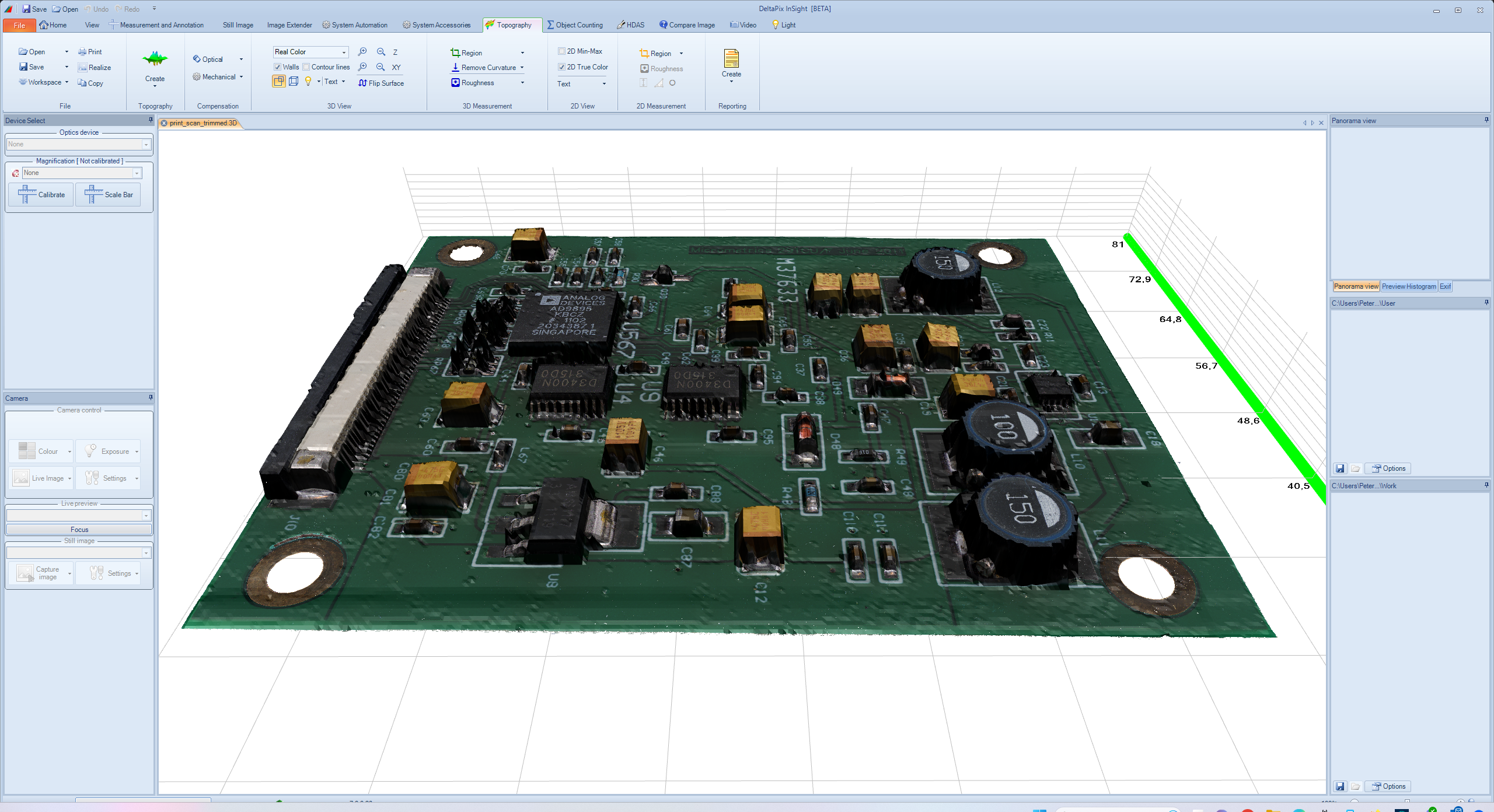 3d stiched image of PCB board